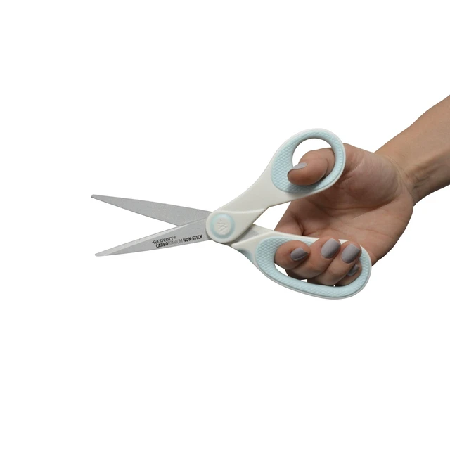 Alt view image 2 of 6 - Westcott 8Inch Carbo Titanium Non-Stick Craft Scissors White Blue