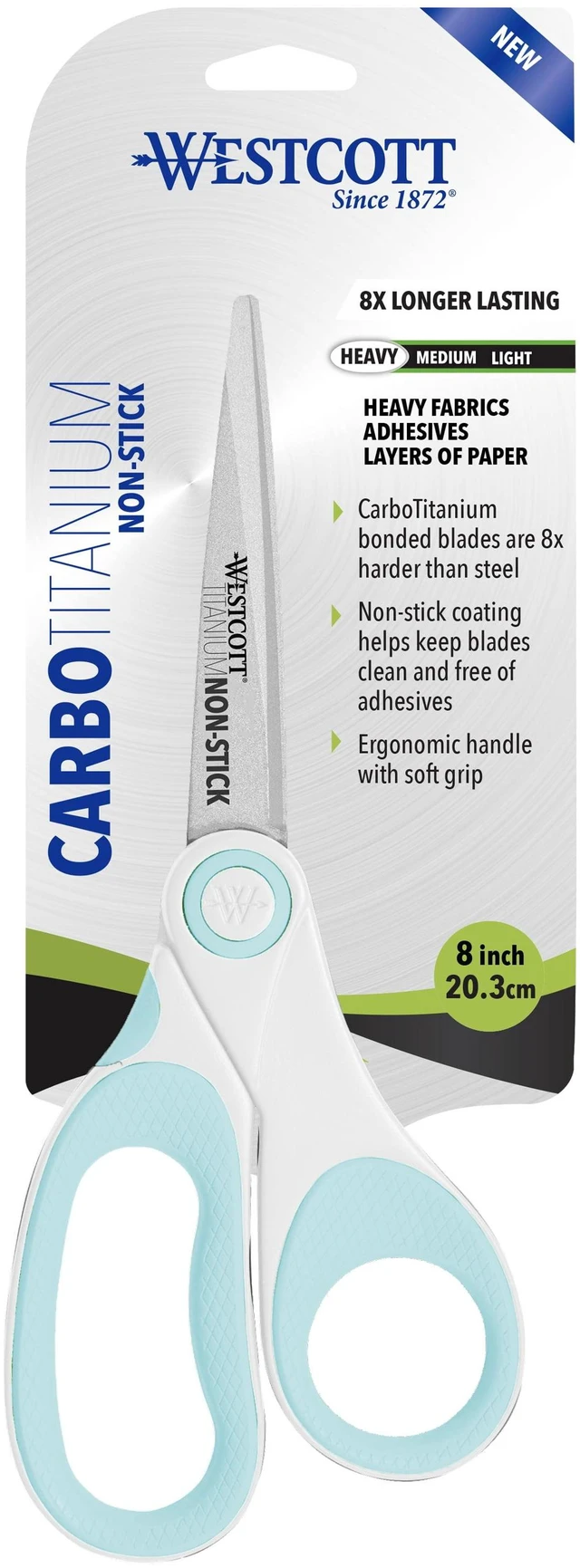 Alt view image 5 of 6 - Westcott 8Inch Carbo Titanium Non-Stick Craft Scissors White Blue
