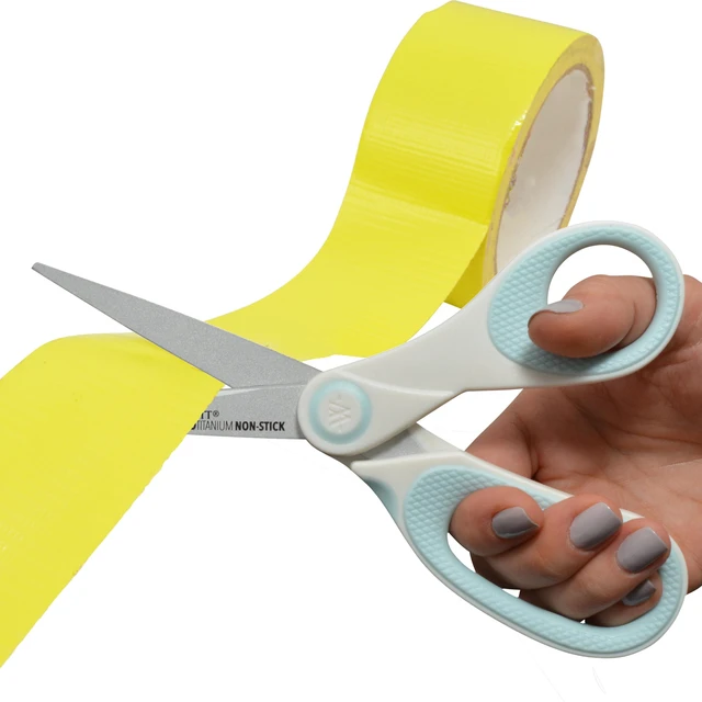Alt view image 6 of 6 - Westcott 8Inch Carbo Titanium Non-Stick Craft Scissors White Blue