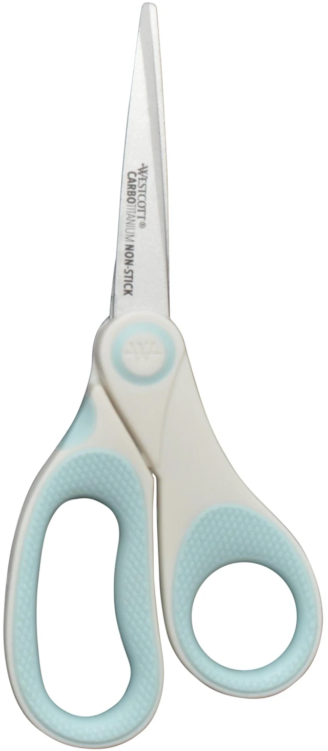 Alt view image 4 of 6 - Westcott 8Inch Carbo Titanium Non-Stick Craft Scissors White Blue