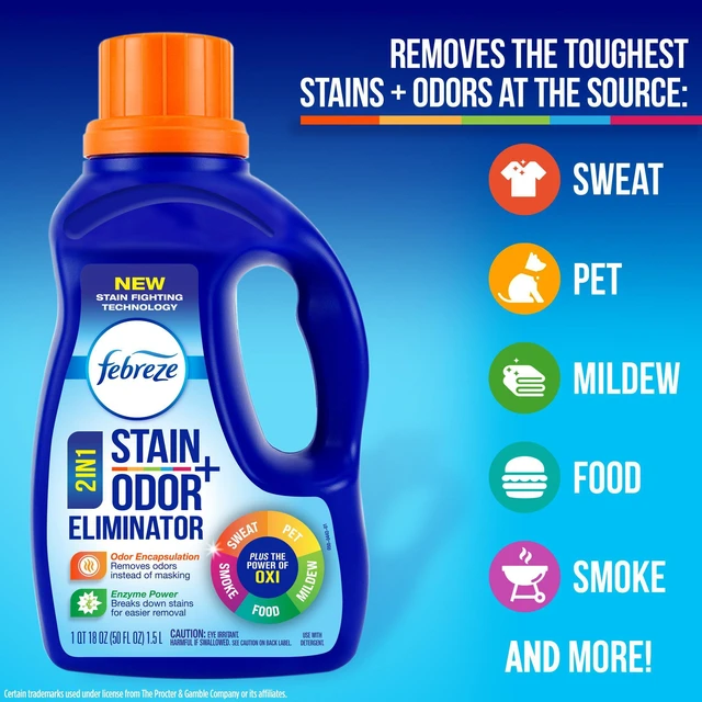 Alt view image 5 of 6 - Febreze + Oxi In-Wash Laundry Scent Booster 50Fl Oz, with Stain and Odor Eliminator, Fresh Scent