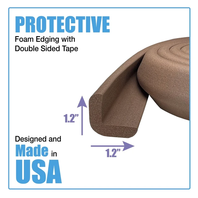 Alt view image 3 of 5 - KidKusion Foam Rubber Edge Guard, 6ft, Brown, 1 Count, for Table, Desk, Cabinet, Toddler