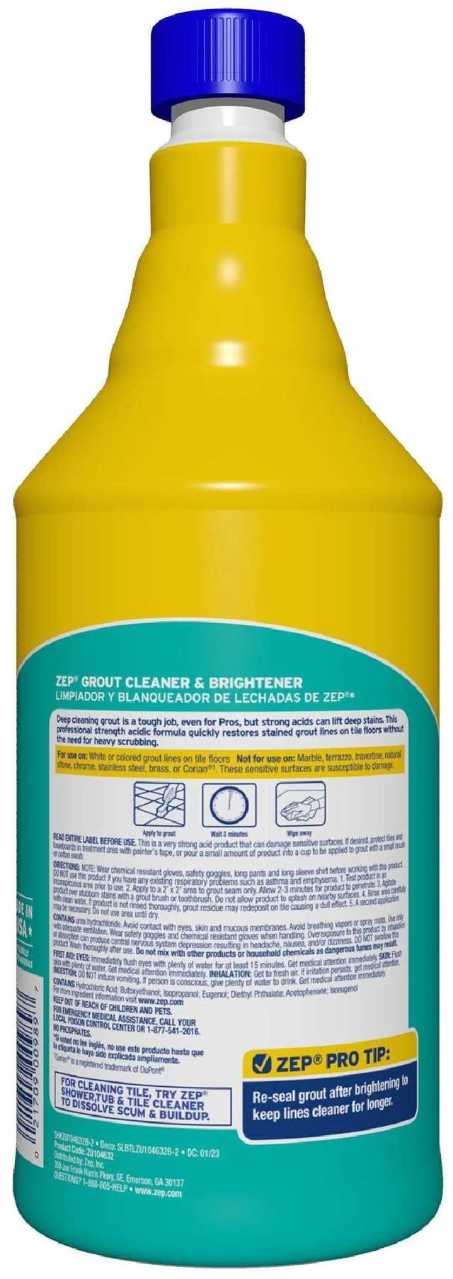 Alt view image 5 of 5 - Zep Commercial Grout Cleaner and Protectant, 32fl oz, Morning Dew Scent