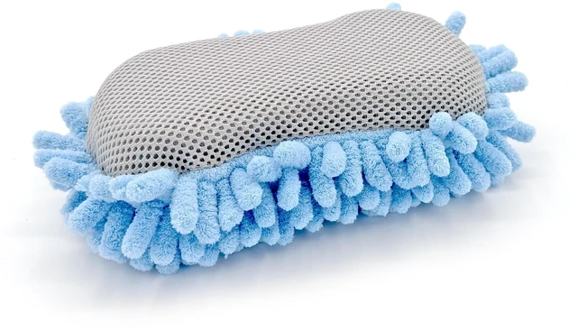 Alt view image 4 of 6 - 2 Pack Auto Drive Microfiber Car Wash Sponge with Chenille Pile and Scrubber Back, Blue