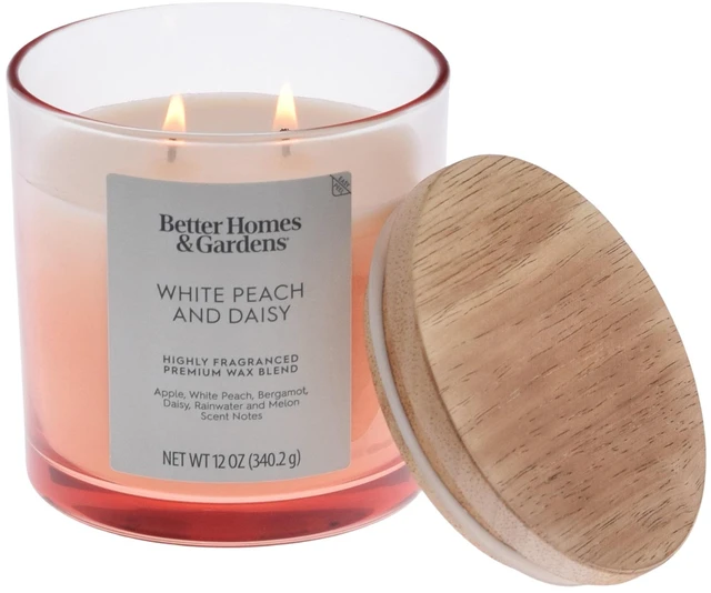 Main image of White Peach & Daisy Scented 2-Wick Ombre Jar Candle, 12oz Better Homes & Gardens