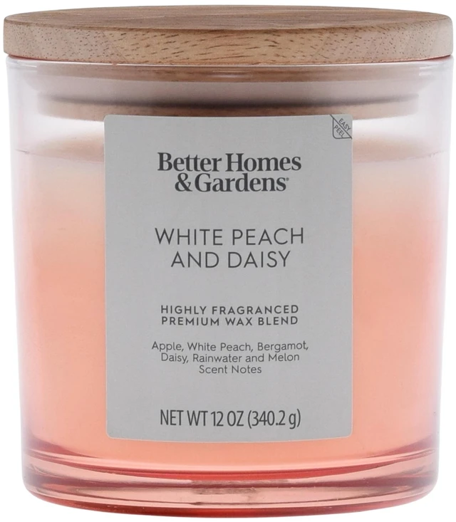 Alt view image 5 of 6 - White Peach & Daisy Scented 2-Wick Ombre Jar Candle, 12oz Better Homes & Gardens
