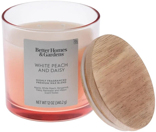 Alt view image 4 of 6 - White Peach & Daisy Scented 2-Wick Ombre Jar Candle, 12oz Better Homes & Gardens
