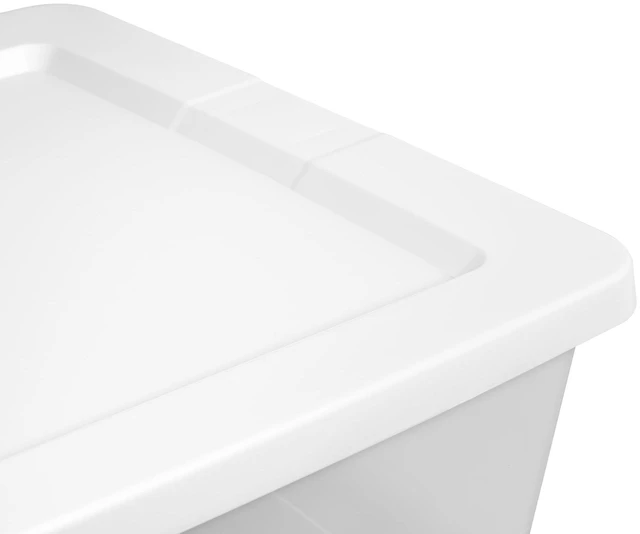 Alt view image 5 of 6 - Sterilite 41 Quart Medium Underbed Storage Bin, Clear Plastic with Snap-On Lid, White