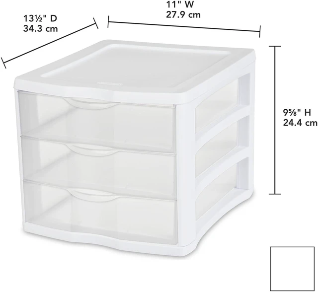 Alt view image 4 of 6 - Sterilite 3 Drawer Unit Countertop Organizer, Clear Storage for Desks and Shelves, White