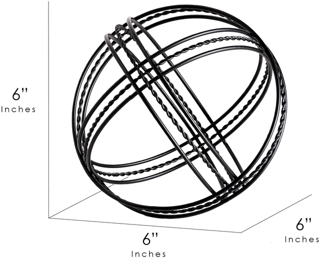 Alt view image 4 of 6 - Mainstays 6" Black Metal Abstract Orb Modern Accent Tabletop Decoration