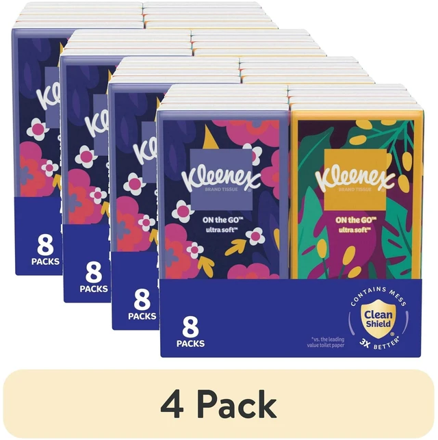 Main image of Kleenex On-The-Go 3-Ply Travel Tissues, 8 Pack (80 Total Tissues), Facial Tissues