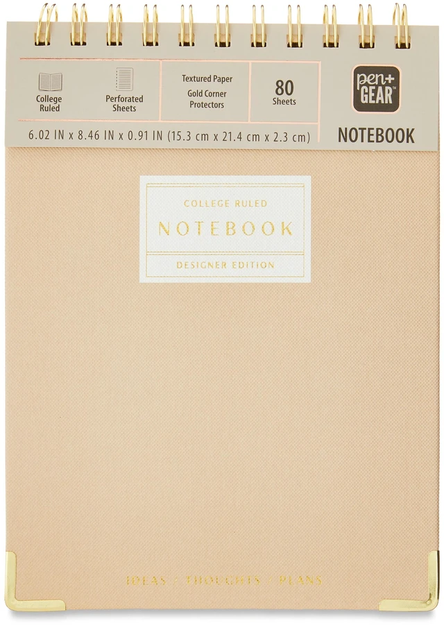 Alt view image 3 of 5 - Pen+Gear College Ruled Journal, Top Spiral, Dusky Taupe, 160 Pages, 6.02 x 8.46 Inches