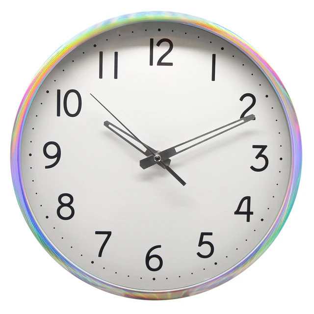 Alt view image 4 of 4 - Mainstays 12" Quartz Iridescent Indoor Wall Clock with Easy-Read Large Bold Numbers