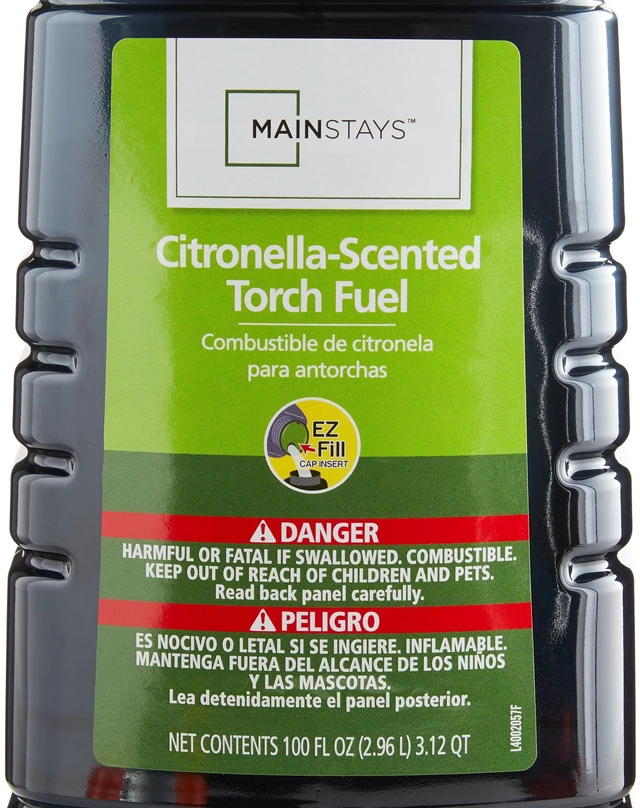 Alt view image 2 of 6 - Mainstays Citronella-Scented Torch Fuel, 100oz Easy Pour Bottle, for Patio, Garden, Backyard Torches & Tabletop Use