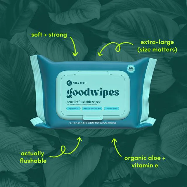 Alt view image 3 of 5 - GoodWipes Flushable Butt Wipes, Shea-Coco Scented, 3 Pack, 150 Total Wipes