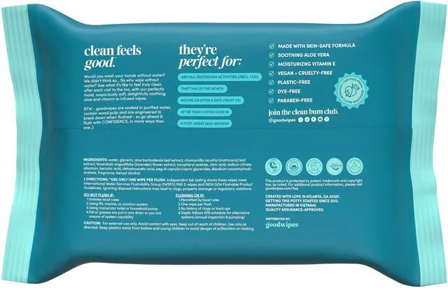 Alt view image 2 of 5 - GoodWipes Flushable Butt Wipes, Shea-Coco Scented, 3 Pack, 150 Total Wipes