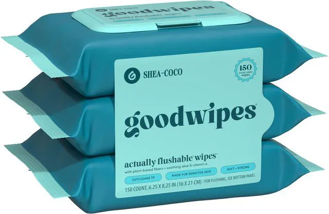 Alt view image 4 of 5 - GoodWipes Flushable Butt Wipes, Shea-Coco Scented, 3 Pack, 150 Total Wipes