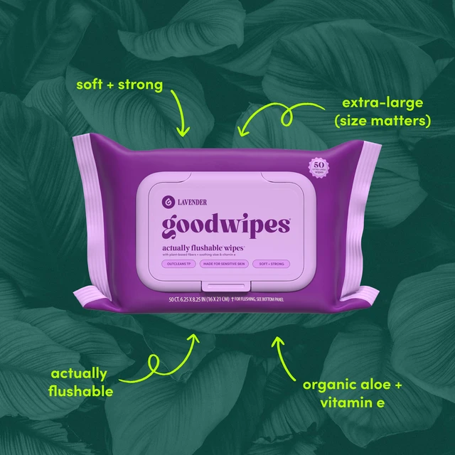 Alt view image 6 of 6 - Goodwipes Flushable Butt Wipes, Lavender Scented, 3 Pack, 150 Total Wipes