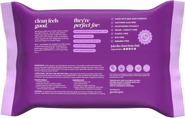 Alt view image 3 of 6 - Goodwipes Flushable Butt Wipes, Lavender Scented, 3 Pack, 150 Total Wipes