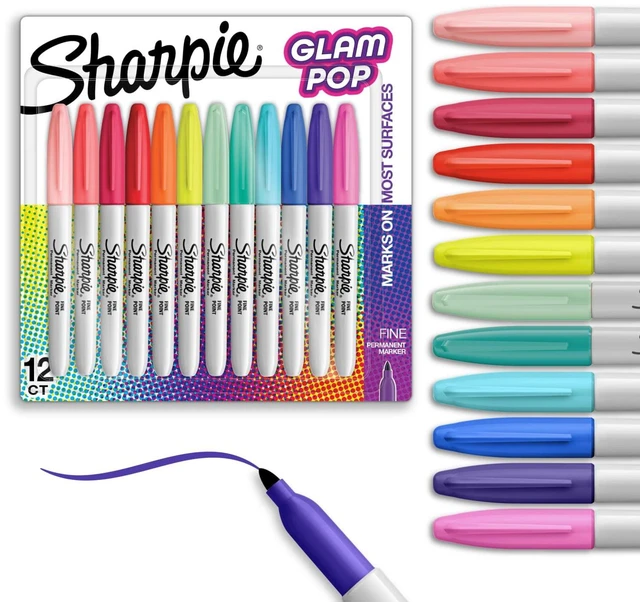 Main image of Sharpie Glam Pop Fine Point Permanent Markers, 12 Count