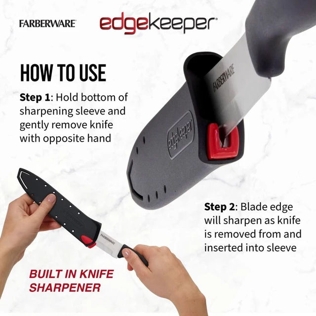Alt view image 2 of 6 - Farberware EdgeKeeper 7-Inch Butcher Knife with Self-Sharpening Blade Cover, Black