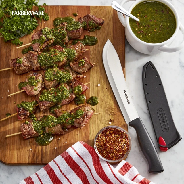 Alt view image 6 of 6 - Farberware EdgeKeeper 7-Inch Butcher Knife with Self-Sharpening Blade Cover, Black