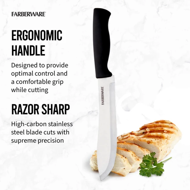 Alt view image 3 of 6 - Farberware EdgeKeeper 7-Inch Butcher Knife with Self-Sharpening Blade Cover, Black