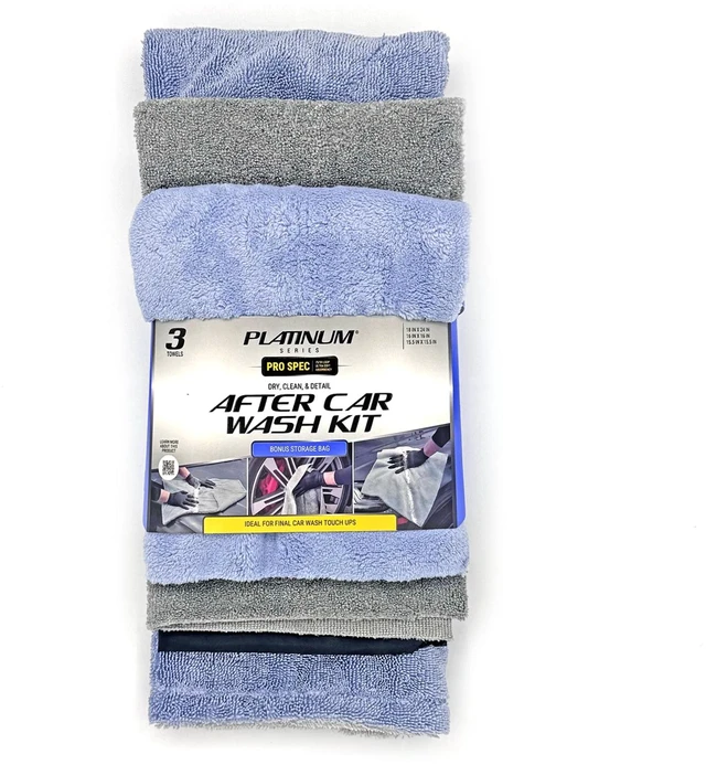 Main image of Platinum Series Pro Spec Wash, Dry & Detail Towel, 3-Pack, with Storage Bag