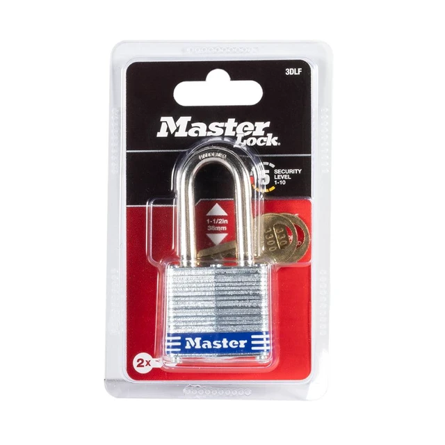 Alt view image 4 of 5 - Master Lock Laminated Steel Padlock 1-9/16in (40mm) with Key, 1-1/2in (38mm) Shackle