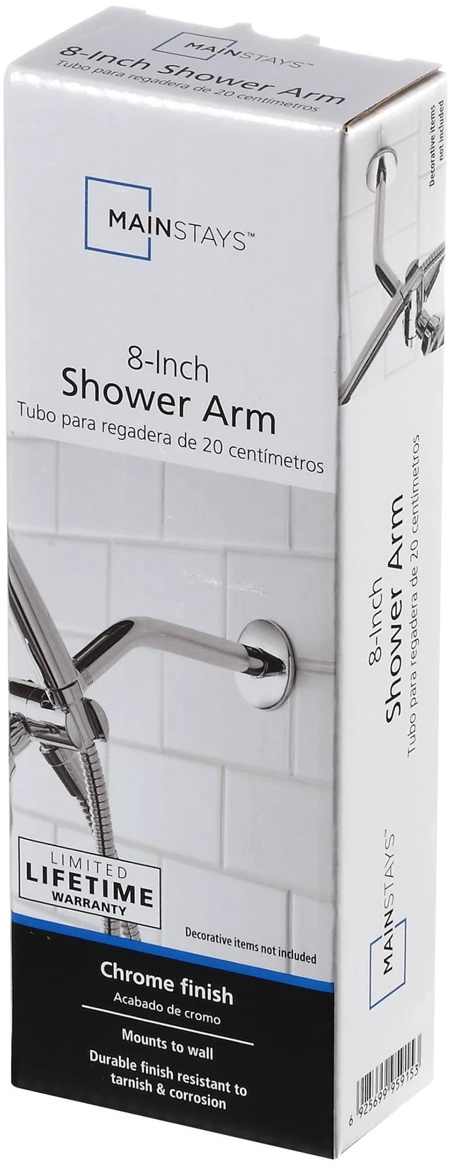 Alt view image 6 of 6 - Mainstays 8in Chrome Shower Arm with Flange