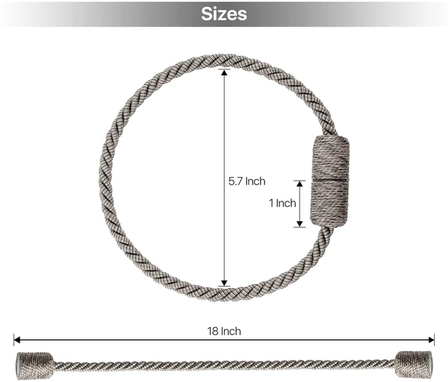 Alt view image 4 of 6 - Mainstays 2-Pack Magnetic Tiebacks for Curtains, 18Inch, Gray