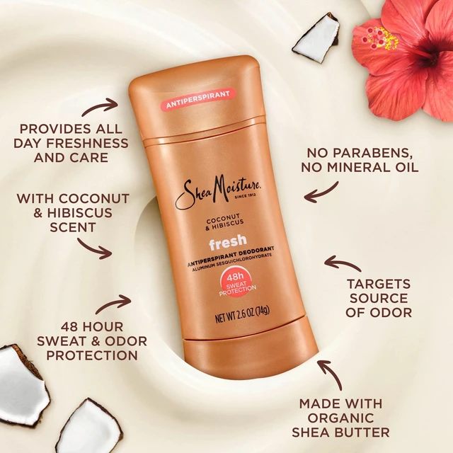 Alt view image 5 of 6 - SheaMoisture Antiperspirant Deodorant Stick, 48-Hour Sweat & Odor Protection, Fresh, No Parabens, No Mineral Oil, 2.6oz
