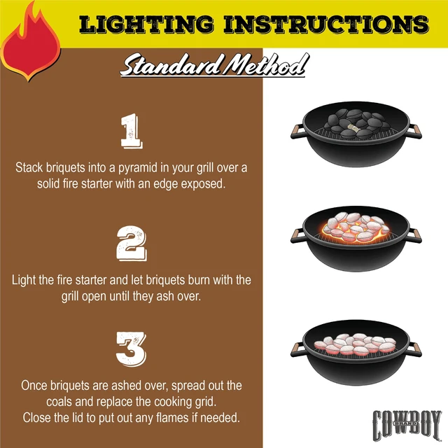 Alt view image 4 of 5 - Cowboy Brand 14 lb Long Lasting Hardwood Charcoal Briquets