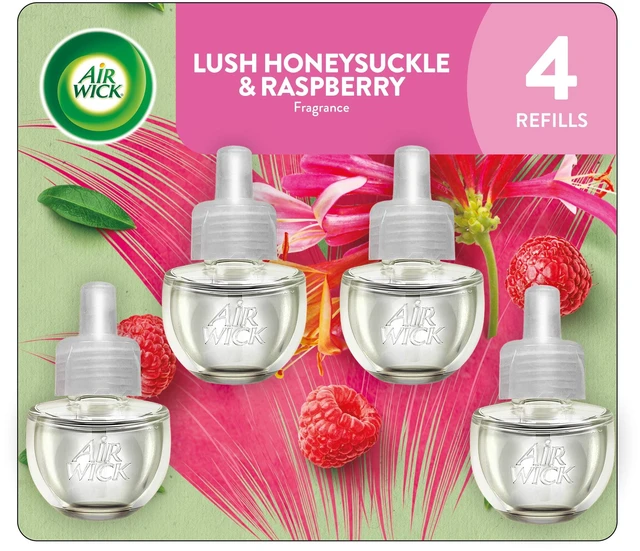 Main image of Air Wick Plug-in Scented Oil Warmer Refills, Honeysuckle & Raspberry, 4 Count