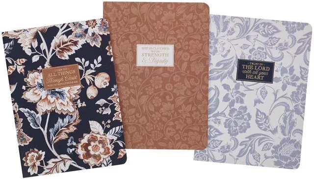 Alt view image 4 of 5 - Christian Art Gifts Slim Notebook Set, All Things Phil 4:13 Inspirational Scripture for Women, Assorted Bible Verse, Durable Cardstock, Set of 3 Large