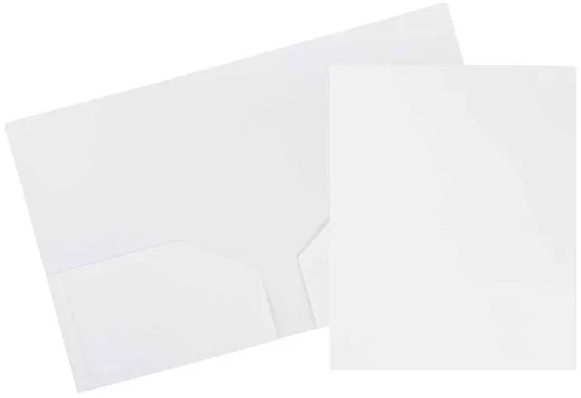 Main image of JAM Paper 2 Pocket Heavy Duty Plastic School Folders, White, 3-Pack