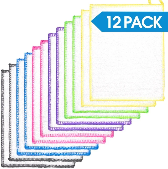 Main image of 12 Pieces Microfiber Dish Cloths, Absorbent & Durable Kitchen Cleaning Washcloths, 6.5"x6.5"