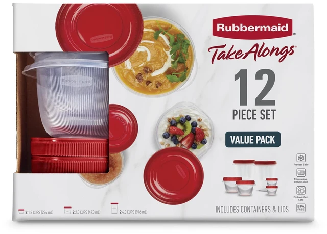 Alt view image 3 of 5 - Rubbermaid Takealongs 12 Piece Food Storage Set Red