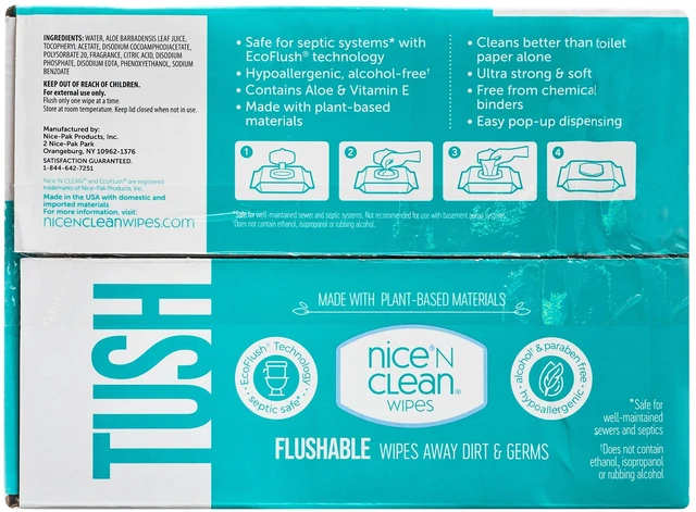 Alt view image 5 of 7 - Nice n Clean Flushable Wipes, 5 Packs of 60 Wipes, 300 Wipes Total