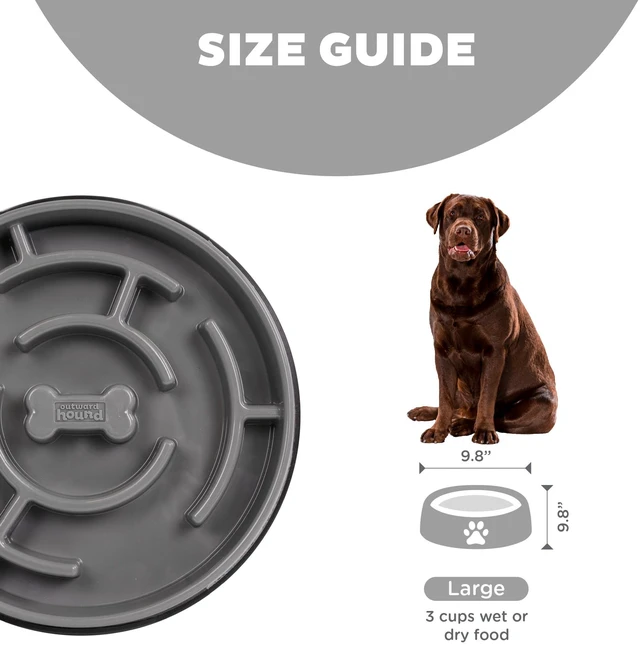 Alt view image 5 of 6 - Outward Hound Large Fun Feeder Slo Bowl, Slow Feeding Dog Bowl, Grey