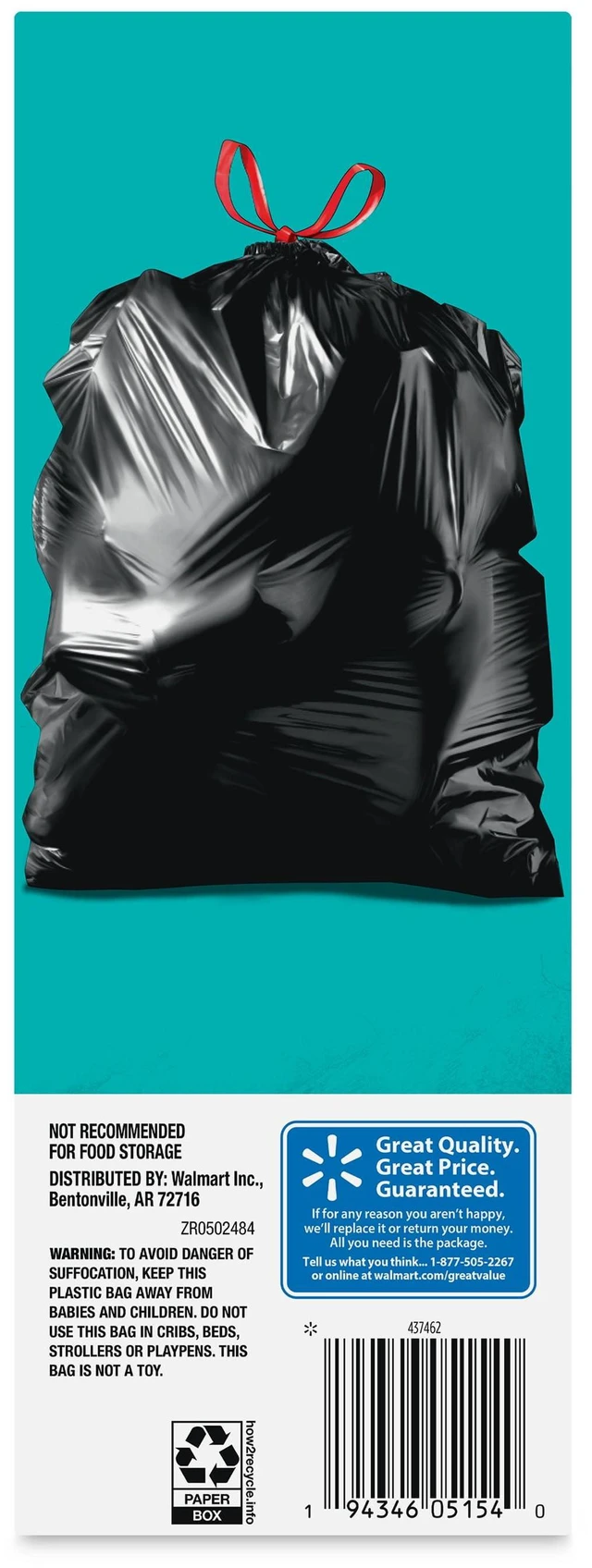 Alt view image 2 of 6 - Great Value 30Gallon Multi-Purpose Drawstring Trash Bags, 40Count