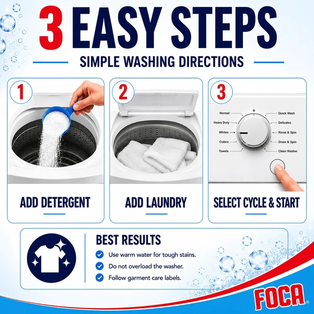 Alt view image 5 of 6 - Foca Powder Laundry Detergent, Enzyme Formula, Tough Stains, 11.02 lbs