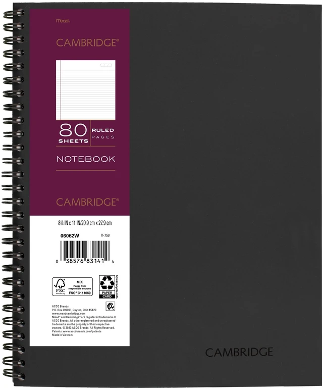 Alt view image 5 of 7 - Cambridge Wirebound Legal Ruled Business Notebook, 80 Sheets, 8.25" x 11", Gray