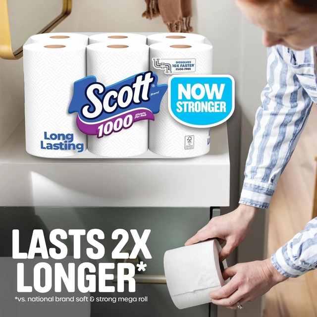 Alt view image 4 of 6 - Scott 1000 1-Ply Toilet Paper, 12 Rolls, 1000 Sheets per Roll