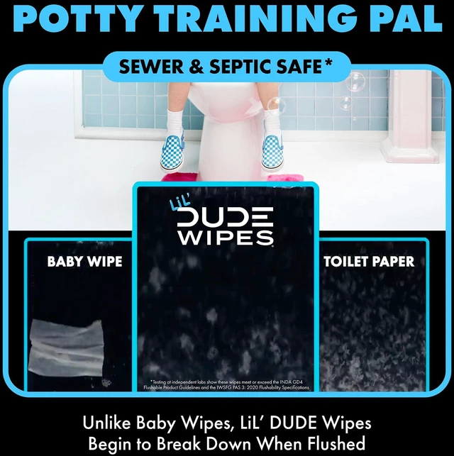 Alt view image 3 of 5 - LiL' DUDE Flushable Wipes Extra Large Fragrance Free 126 Count 3 Pack