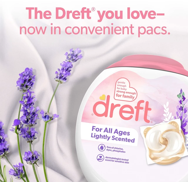 Alt view image 6 of 6 - Dreft Baby Laundry Detergent XL Pacs, Hypoallergenic, Sensitive Skin, Lightly Scented Lavender, 18 Count