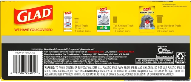 Alt view image 6 of 6 - Glad Heavy Duty ForceFlex 33-Gallon X-Large Black Drawstring Trash Bags, 20 Count