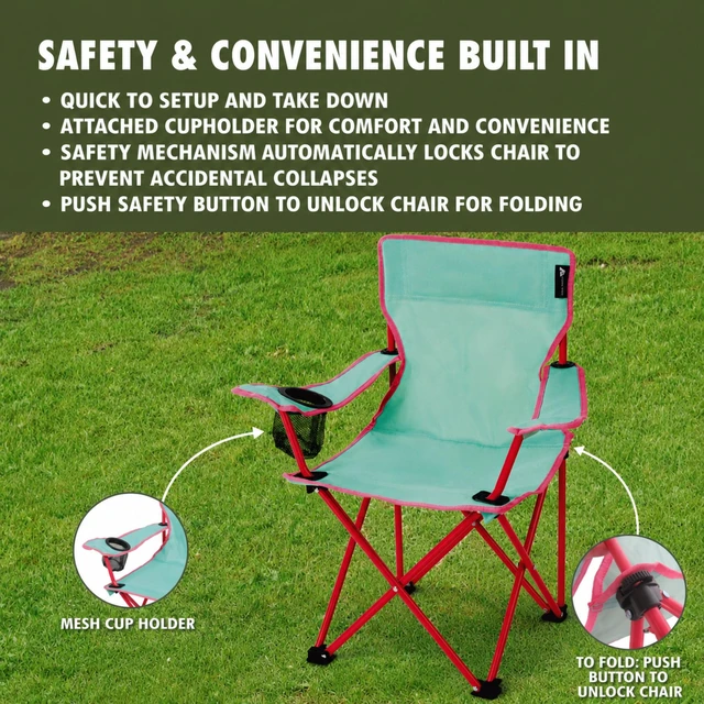 Alt view image 4 of 6 - Ozark Trail Kids Camping Chair with Cupholder, Green