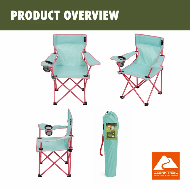 Alt view image 3 of 6 - Ozark Trail Kids Camping Chair with Cupholder, Green