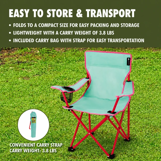Alt view image 2 of 6 - Ozark Trail Kids Camping Chair with Cupholder, Green